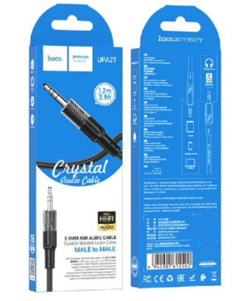  Аудиокабель AUX 3.5мм Hoco UPA27 1.2м силиконовый черный