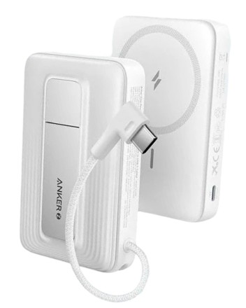  Powerbank с беспроводной зарядкой Anker Zolo (A1685) 10000mAh 30W 1USB/1C с проводом Type-C белый