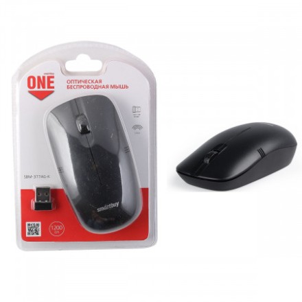  Мышь беспроводная Smartbuy ONE 377AG USB/DPI 1200/3 кнопки/1AA черная (SBM-377AG-K)