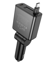 Автомобильное заряд. устр. Borofone BZ33 с выдвижным кабелем Type-C+1C 60W черное