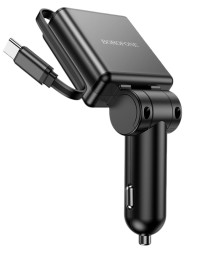 Автомобильное заряд. устр. Borofone BZ33 с выдвижным кабелем Type-C+1C 60W черное