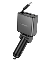 Автомобильное заряд. устр. Borofone BZ33 с выдвижным кабелем Type-C+1C 60W черное