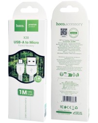 Usb Кабель-зарядка Micro Hoco X20 Flash 2.4A 1м силиконовый белый