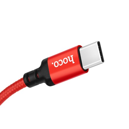  Usb Кабель-зарядка Type-C Hoco X14 Times speed 3A 2м в тканевой оплётке красный