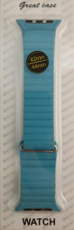 Сменный браслет кожанный для Apple Watch 42-44mm голубой