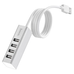 USB2.0 хаб Hoco HB1 4 порта серебристый
