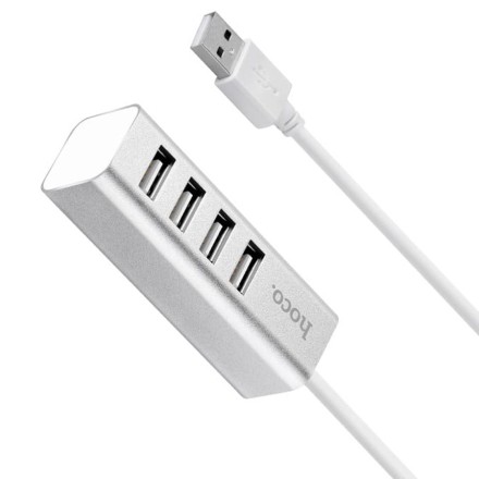  USB2.0 хаб Hoco HB1 4 порта серебристый