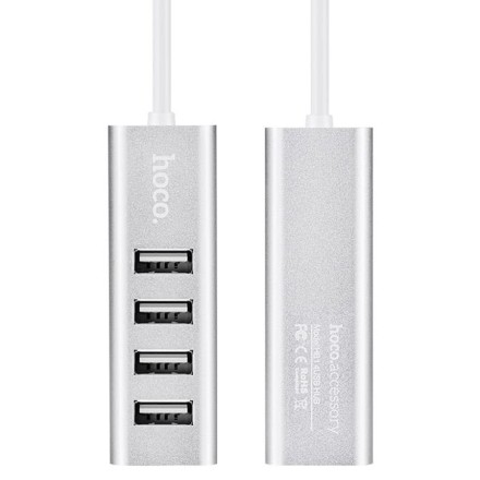  USB2.0 хаб Hoco HB1 4 порта серебристый