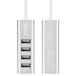 USB2.0 хаб Hoco HB1 4 порта серебристый