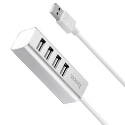 USB2.0 хаб Hoco HB1 4 порта серебристый