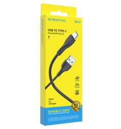 Usb Кабель-зарядка Type-C Borofone BX51 Trumph 3A 1м силиконовый черный