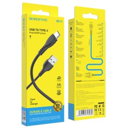 Usb Кабель-зарядка Type-C Borofone BX51 Trumph 3A 1м силиконовый черный