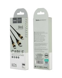Usb Кабель-зарядка Hoco X26 Xpress 3в1 Micro/Lightning/Type-C 1м черный