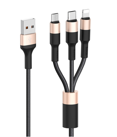 Usb Кабель-зарядка Hoco X26 Xpress 3в1 Micro/Lightning/Type-C 1м черный