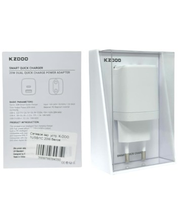  Сетевое зар. устр. K-DOO 1USB/1C 20W белое