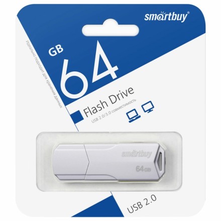  USB флеш накопитель Smartbuy 64GB Clue White (SB64GBCLU-W)