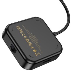 Кабель-переходник Hoco HB37 Type-C на HDMI/USB3.0/USB2.0/RJ45/USB-C 0.2м черный