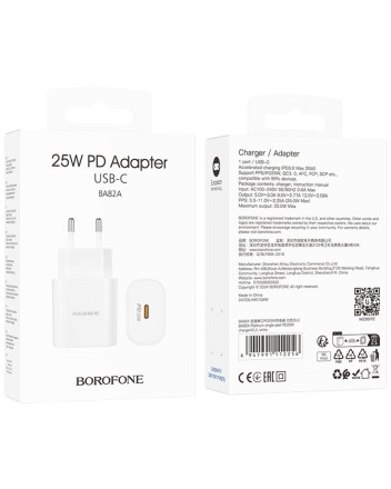 Сетевое зар. устр. Borofone BA82A 1C 25W 3A белое