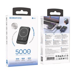 Powerbank с беспроводной зарядкой MagSafe Borofone BJ63 5000mAh USB-C 18W/20W черный