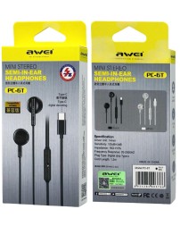 Стереонаушники Awei PC-6T с микрофоном Type-C 1.2м черные