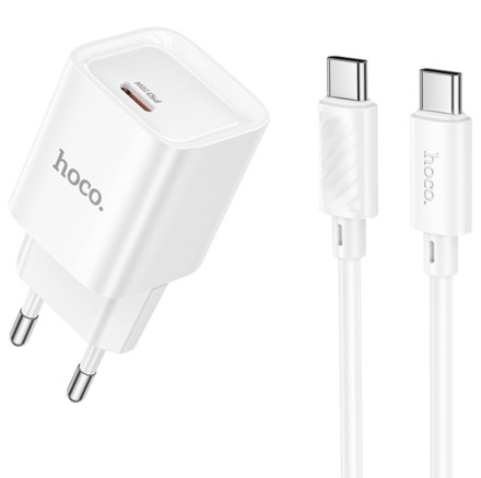  Сетевое зар. устр. Hoco C146A с шнуром Type-C на Type-C 1C 20W белое