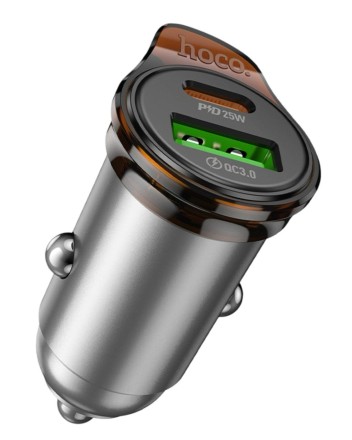  Автомобильное заряд. устр. Hoco NZ16A 1USB/1C 43W серый
