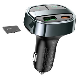 Автомобильное заряд. устр. Hoco E70 + FM-трансмиттер BT5.0 1USB/1USB-C 30W черное