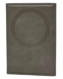 Кожаный чехол-бумажник Leather Wallet с MagSafe для Apple i-Phone серый