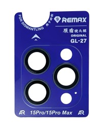 Защитное стекло Remax i-Phone 15 Pro/15 Pro Max на линзы камеры синее