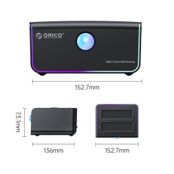 Док-станция для 2 HDD Orico 8828C3-C-BK 10Gbps USB-C черная