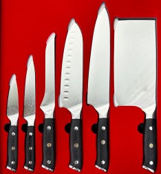 Набор Кухонных Ножей 6 шт. из Дамасской Стали Spetime Damascus 6-Pieces Kitchen Knife Set черный
