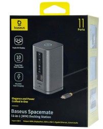 USB-C хаб Baseus Spacemate Series 11в1 3USB/2HDMI/2DP/2USB-C/RJ45/AUX (B00568101813-00) черный