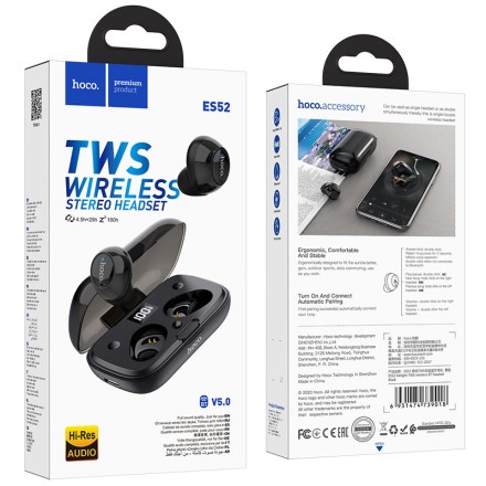  Беспроводные наушники TWS Hoco ES52 BT5.0/40mAh/4ч черные