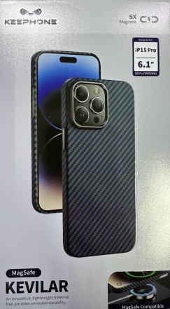  Накладка для i-Phone 15 Pro Keephone Kevilar Magsafe синий