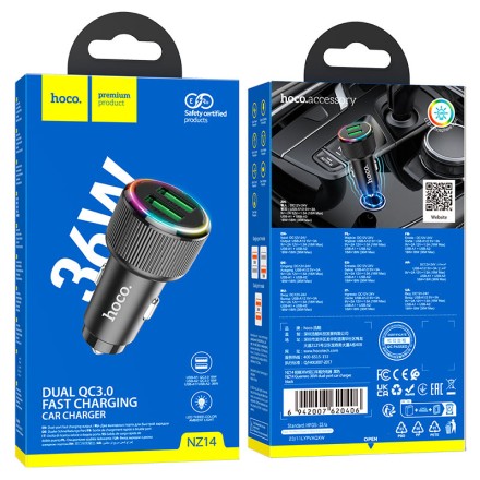  Автомобильное заряд. устр. Hoco NZ14 2USB 36W черный