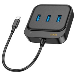 USB-С хаб Hoco HB35 3xUSB3.0/RJ45 0.2м черный