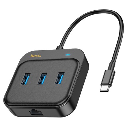  USB-С хаб Hoco HB35 3xUSB3.0/RJ45 0.2м черный