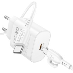 Сетевое зар. устр. Borofone BA82A с кабелем Type-C на Type-C 1C 25W 3A белое