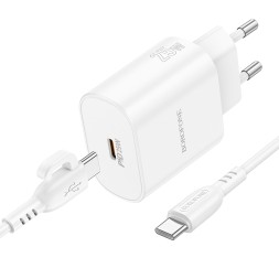 Сетевое зар. устр. Borofone BA82A с кабелем Type-C на Type-C 1C 25W 3A белое