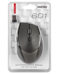 Мышь беспроводная Smartbuy 601AG USB/DPI 1000-1500-2000/6 кнопок/2AAA серый карбон (SBM-601AG-G)