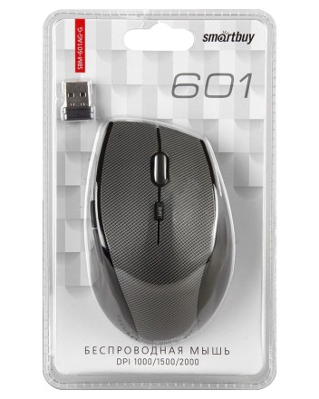  Мышь беспроводная Smartbuy 601AG USB/DPI 1000-1500-2000/6 кнопок/2AAA серый карбон (SBM-601AG-G)