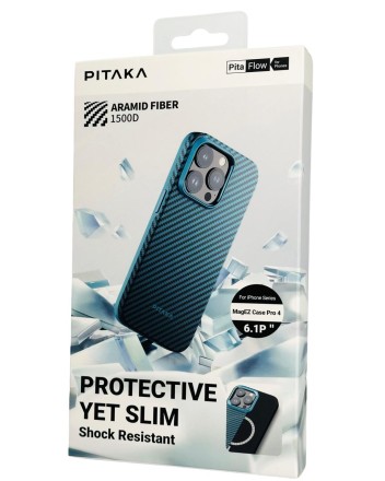  Накладка для i-Phone 15 Pro 6.1&quot; Pitaka MagEZ Case Pro 4 Protective Yet Slim синий, кевлар(арамид)