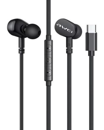  Стереонаушники Awei TC-7 с микрофоном Type-C 1.2м черные