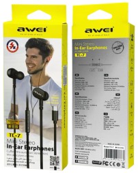 Стереонаушники Awei TC-7 с микрофоном Type-C 1.2м черные
