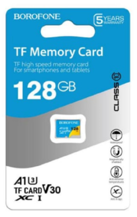  micro SDXC карта памяти Borofone 128GB Class 10 (без адаптера)