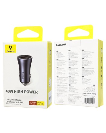  Автомобильное заряд. устр. Baseus Golden Contactor Pro 1USB+1C 40W CCJD-0G серое