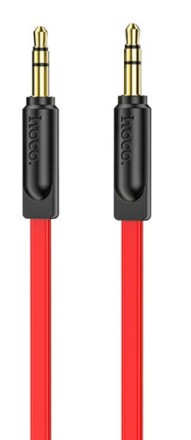  Аудиокабель AUX 3.5мм Hoco UPA16 2м плоский силиконовый красно-черный