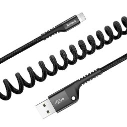 Usb Кабель-зарядка Lightning Baseus Elastic 1м (CALSR-01) 2A черный
