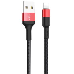 Usb Кабель-зарядка Lightning Hoco X26 Xpress 2.4A 1м в тканевой оплётке красный