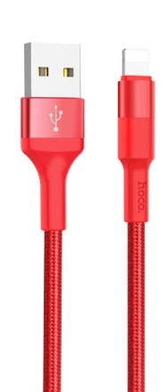  Usb Кабель-зарядка Lightning Hoco X26 Xpress 2.4A 1м в тканевой оплётке красный